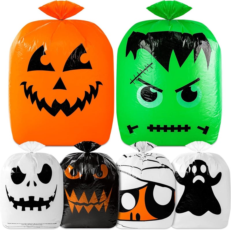 Beterzack 6 Pcs Halloween Pumpkin Leaf Bags - Halloween Pumpkin Trash Bags with Twist Tie, Fall Yard Trash Bags Yard Waste Bags Halloween Goodie Bags for Halloween Yard Lawn Garden Outdoor Decorations - Image 1
